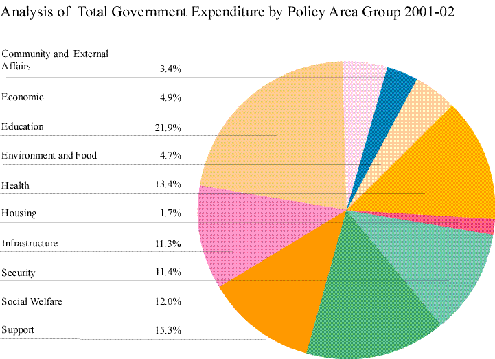 Analysis of Total Government Expenditure by Policy Area Group 2001-02