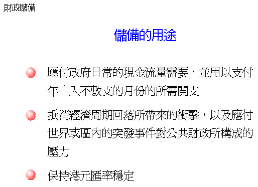 儲備的用途