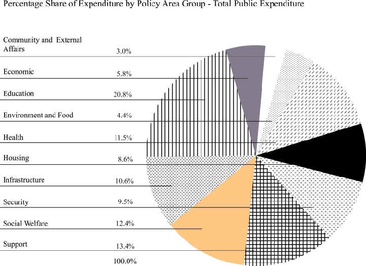 Percentage Share of Expenditure by Policy Area Group - Total Public Expenditure
